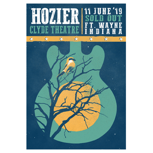 Hozier "Wasteland Guitar Logo" Poster-06/11/19 Fort Wayne, IN