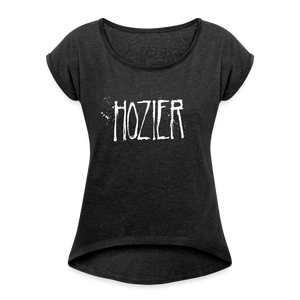HOZIER "SPLATTER" WOMEN'S ROLL CUFF T-SHIRT - heather black